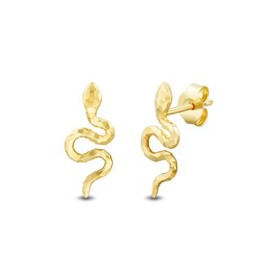 Diamond-Cut Snake Stud Earrings in 14K Yellow Gold