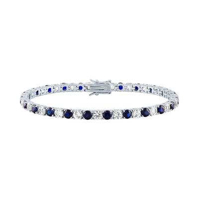 Lab Created Blue & White Sapphire Bracelet in Sterling Silver