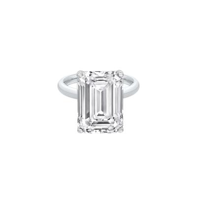 Lab Grown Diamond Emerald-Cut Solitaire Ring in 14K White Gold (10 ct.)