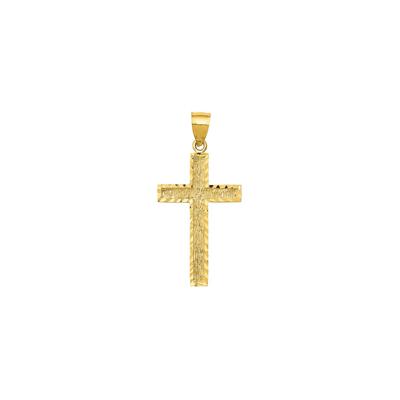 Diamond Cut Cross Charm in 14K Yellow Gold