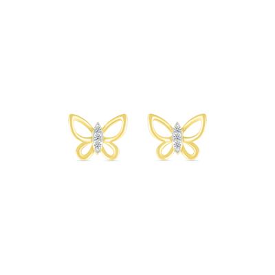 Diamond Accent Butterfly Stud Earrings in 10K Yellow Gold