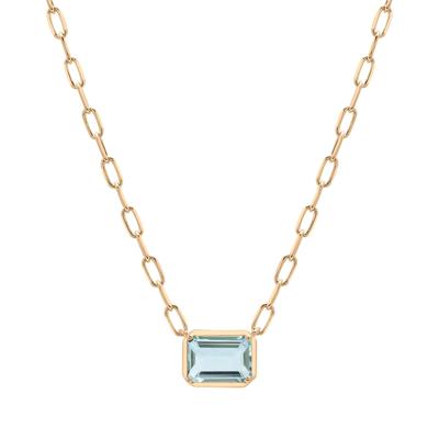 Aquamarine Emerald-Cut Necklace in Vermeil