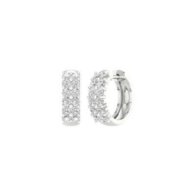 Lab Grown Diamond Two-Row Hoop Earrings in 14K White Gold (2 ct. tw.)