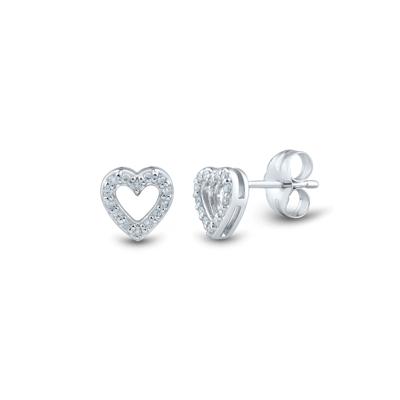 1/10 ct. tw. Diamond Heart Stud Earrings in 10K White Gold