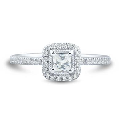 Diamond Halo Engagement Ring in 14K White Gold (1/2 ct. tw.)