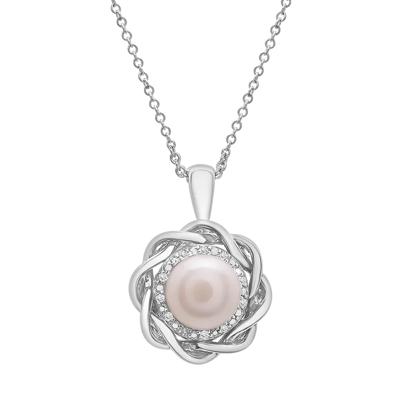 Pearl & Diamond Accent Twist Pendant in Sterling Silver