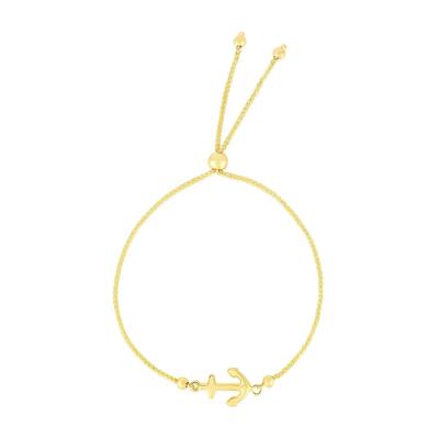 Anchor Bolo Bracelet in 14K Yellow Gold