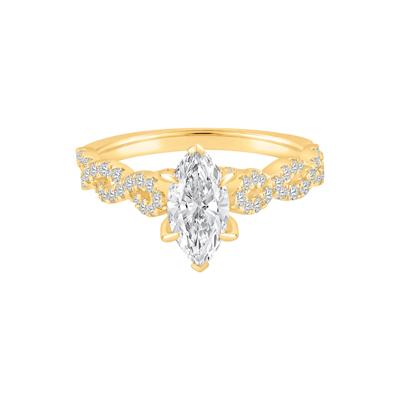 Marquise Center Diamond Engagement Ring in 18K Yellow Gold (1-1/2 ct. tw.)