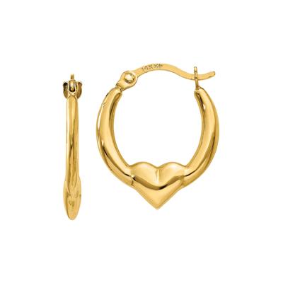 Heart Hoop Earrings in 14K Yellow Gold, 16MM