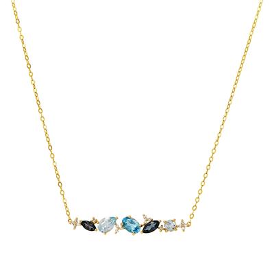 Blue Topaz Multi-Stone Necklace in 10K Yellow Gold
