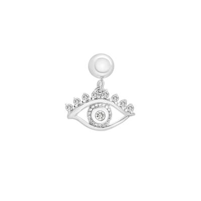 Diamond Accent Glam Eye Bead Charm in Sterling Silver