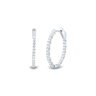 1 ct. tw. Lab Grown Diamond Oval Hoop Earrings in 14K White Gold