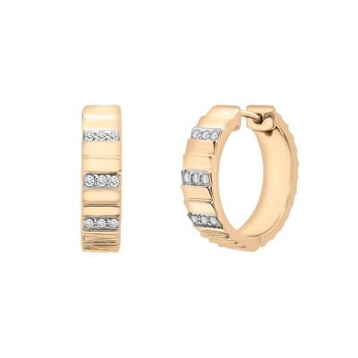 Diamond Multi-Row Ribbed Hoop Earrings in Vermeil, 17MM (1/7 ct. tw.)