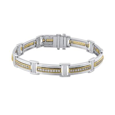Men's Lab Grown Diamond Bracelet in 10K White and Yellow Gold (2 1/3 ct. tw.)