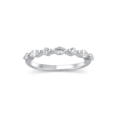 Lab Grown Diamond Round and Marquise-Shaped Band in 14K White Gold (1/2 ct. tw.)