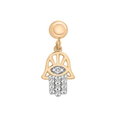 Diamond Accent Hamsa Bead Charm in Sterling Silver