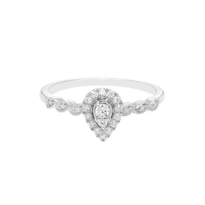 Pear-Shaped Diamond Promise Ring with Halo in 10K White Gold (1/5 ct. tw.)