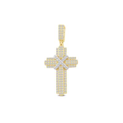 Men's Lab Grown Diamond Cross Pendant in 10K Yellow Gold (1 1/2 ct. tw.)