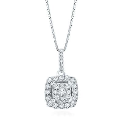 1/3 ct. tw. Diamond Cluster Pendant in 14K White Gold