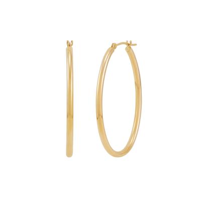 Oval Polished Hoop Earrings in 14K Yellow Gold