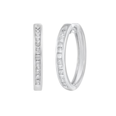 Princess-Cut Diamond Hoop Earrings in 10K White Gold (1 ct. tw.)