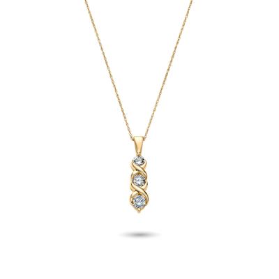 Lab Grown Diamond Three-Stone Pendant in 14K Gold