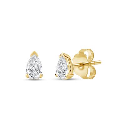 Lab Grown Diamond Pear-Shaped Solitaire Stud Earrings in 14K Yellow Gold (1/3 ct. tw.)