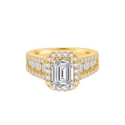 Lab Grown Diamond Halo Engagement Ring in 14K Yellow Gold (3 1/2 ct. tw.)