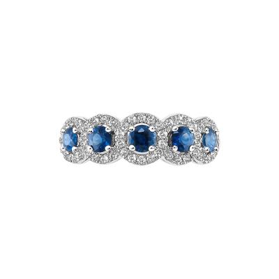 Blue Sapphire & 1/3 ct. tw. Diamond Ring in 14K White Gold