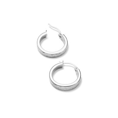 Rectangular Diamond-Cut Tube Hoop Earrings in 14K White Gold
