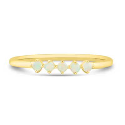 Lab-Created Opal Five-Stone Band in 10K Yellow Gold