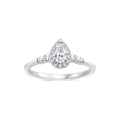 Lab Grown Diamond Pear Promise Ring in 10K White Gold (1/2 ct. tw.)