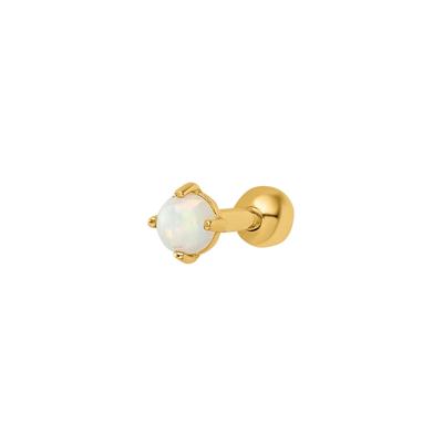 Cartilage-Friendly Lab-Created Opal Labret Stud in 14K Yellow Gold, 18 Gauge