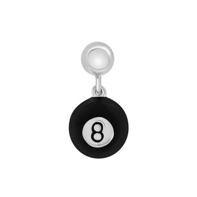 Black Enamel 8-Ball Bead Charm in Sterling Silver