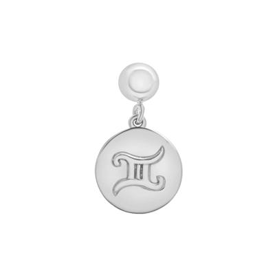 Gemini Zodiac Disc Bead Charm in Sterling Silver