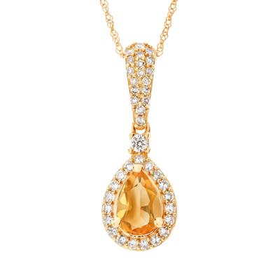 Citrine and Diamond Pendant in 10K Yellow Gold (1/5 ct. tw.)
