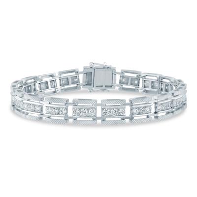 Men's Lab Grown Diamond Link Bracelet in 10K White Gold, 8.5" (5 ct. tw.)