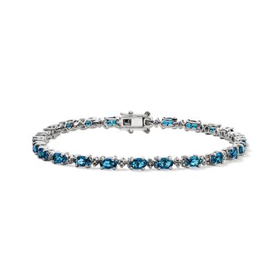 London Blue Topaz & Diamond Bracelet in Sterling Silver