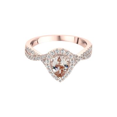 Pear-Shaped Morganite & Diamond Ring in 10K Rose Gold (1/3 ct. tw.)