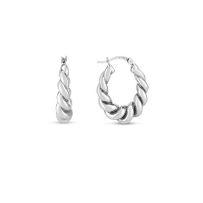 Polished Oval Twisted Hoop Earrings in Sterling Silver