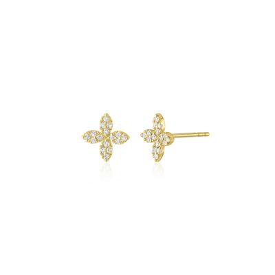 Diamond Clover Stud Earrings in 10K Yellow Gold (1/7 ct. tw.)