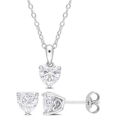 Heart-Shaped Lab-Created Moissanite Solitaire Pendant & Earrings Set in Sterling Silver (2 1/4 ct. dew)