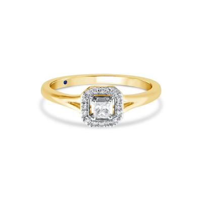 Diamond and Blue Sapphire Promise Ring in 10K Yellow Gold (1/7 ct. tw.)