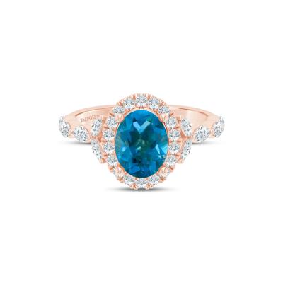 Saylor London Blue Topaz and Diamond Engagement Ring in 14K Rose Gold (3/4 ct. tw.)