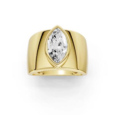 Lab Grown Diamond Marquise Solitaire Wide Band Engagement Ring in 14K Yellow Gold (2 ct.)