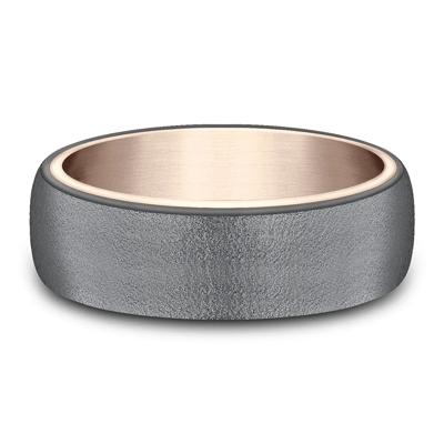 Men's Band in Tantalum & 14K Rose Gold