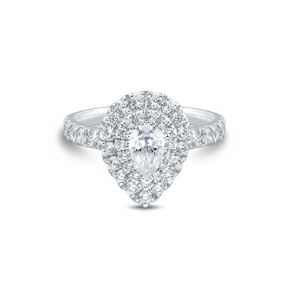 Diamond Pear Halo Engagement Ring in 10K White Gold (1 1/2 ct. tw.)