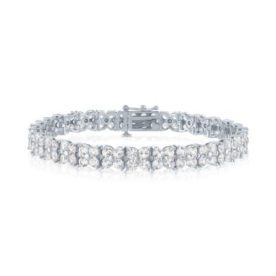 Lab-Created White Sapphire Double-Row Tennis Bracelet in Sterling Silver