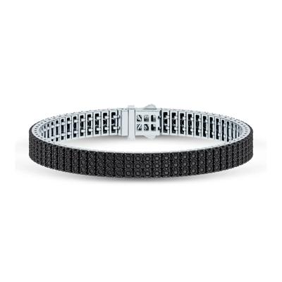 Men's Black Diamond Bracelet in Sterling Silver (3 ct. tw.)