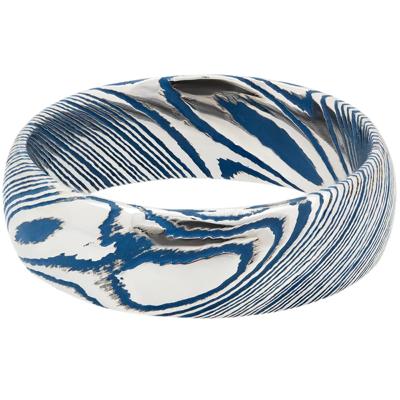 Men’s Wedding Band with Blue Cerakote in Damascus Steel, 7mm